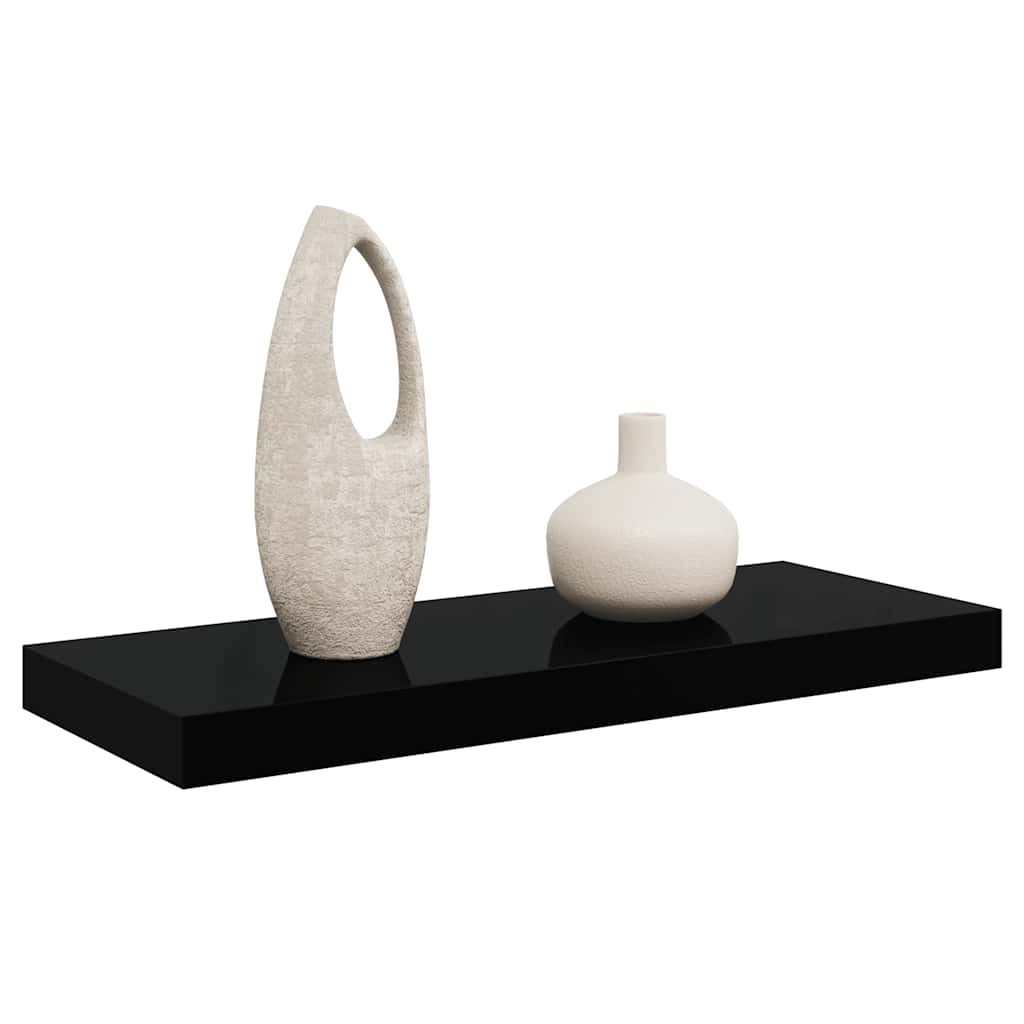 Piekaramais sienas plaukts, melns, 60x23,5x3,8cm, MDF, spīdīgs