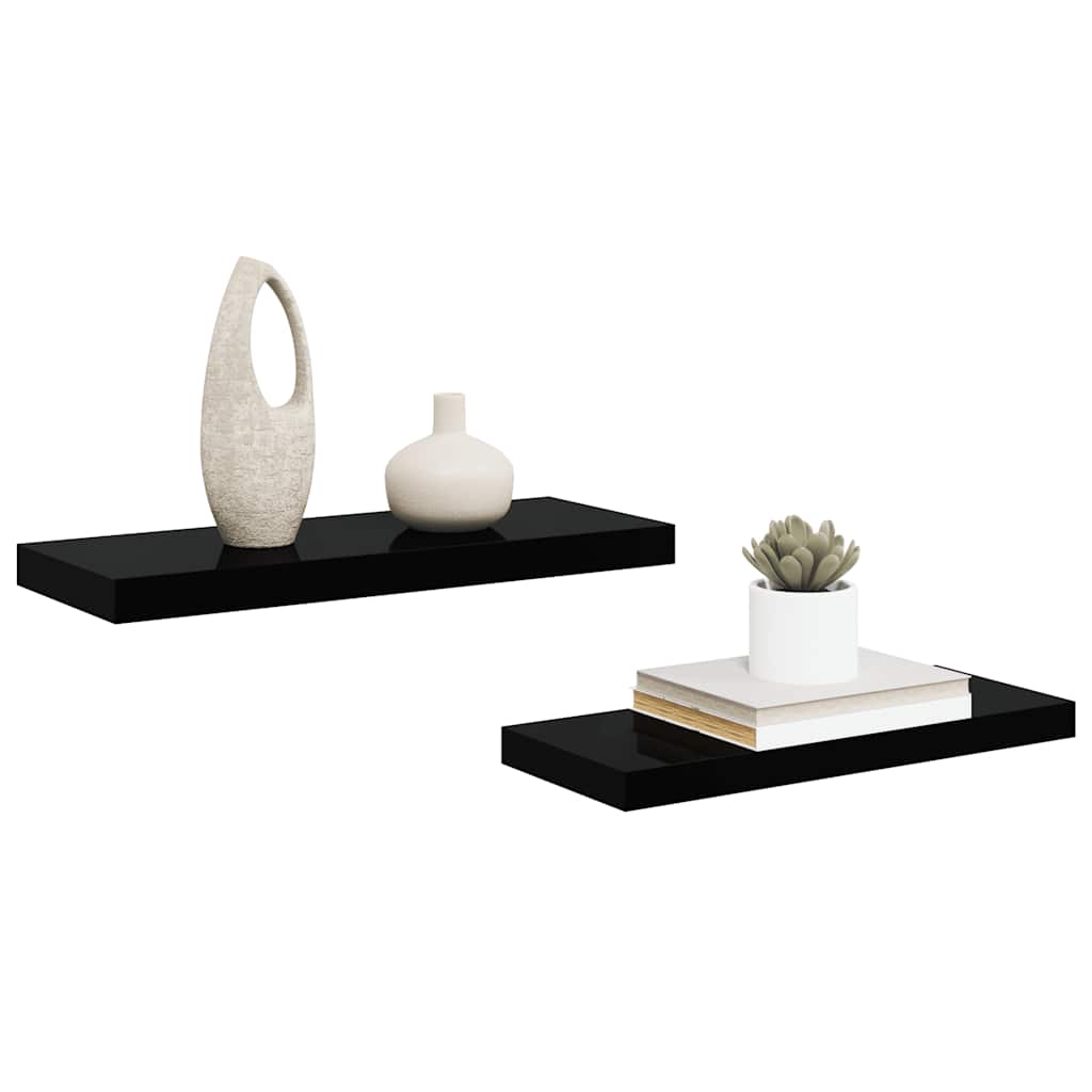 Piekaramie plaukti, 2 gab., melni, 60x23,5x3,8 cm, MDF