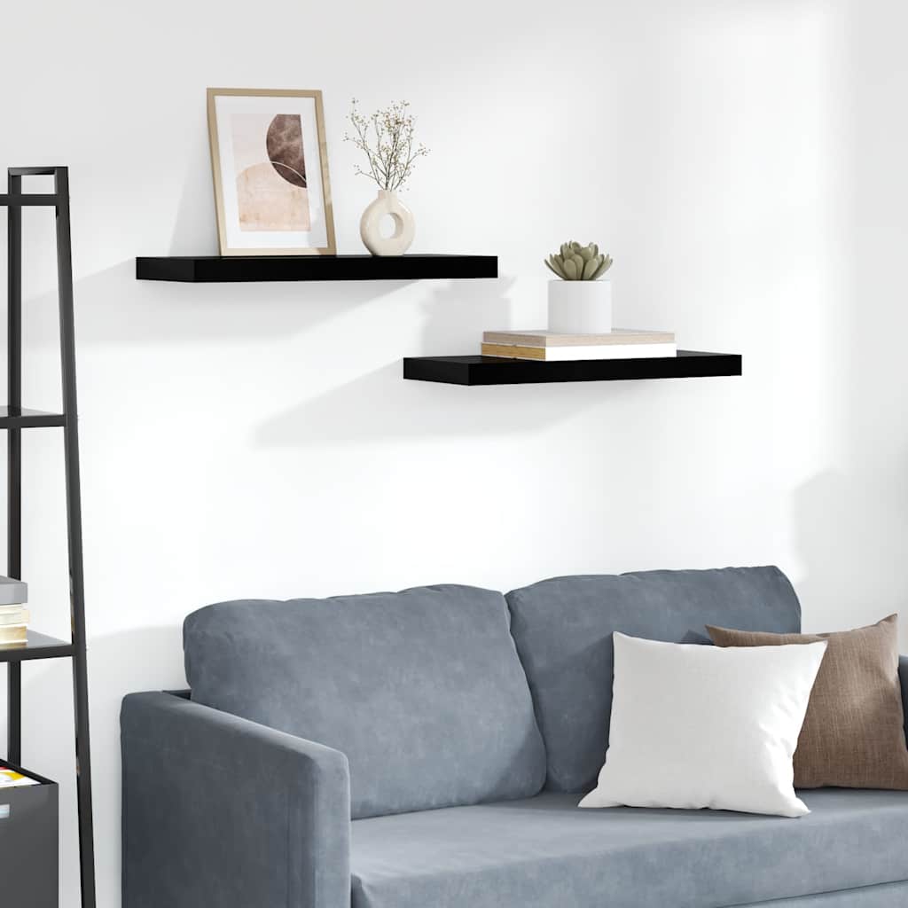 Piekaramie plaukti, 2 gab., melni, 60x23,5x3,8 cm, MDF