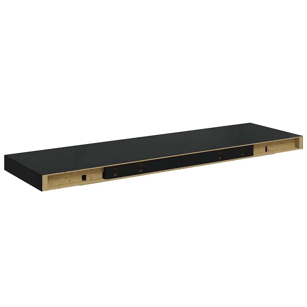 Pakabinama sieninė lentyna, juoda, 80x23,5x3,8cm, MDF, blizgi