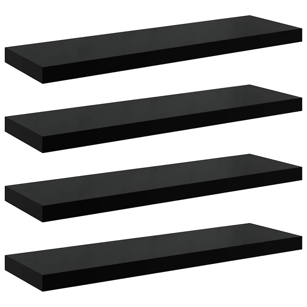 Piekaramie plaukti, 4 gab., melni, 80x23,5x3,8cm, MDF