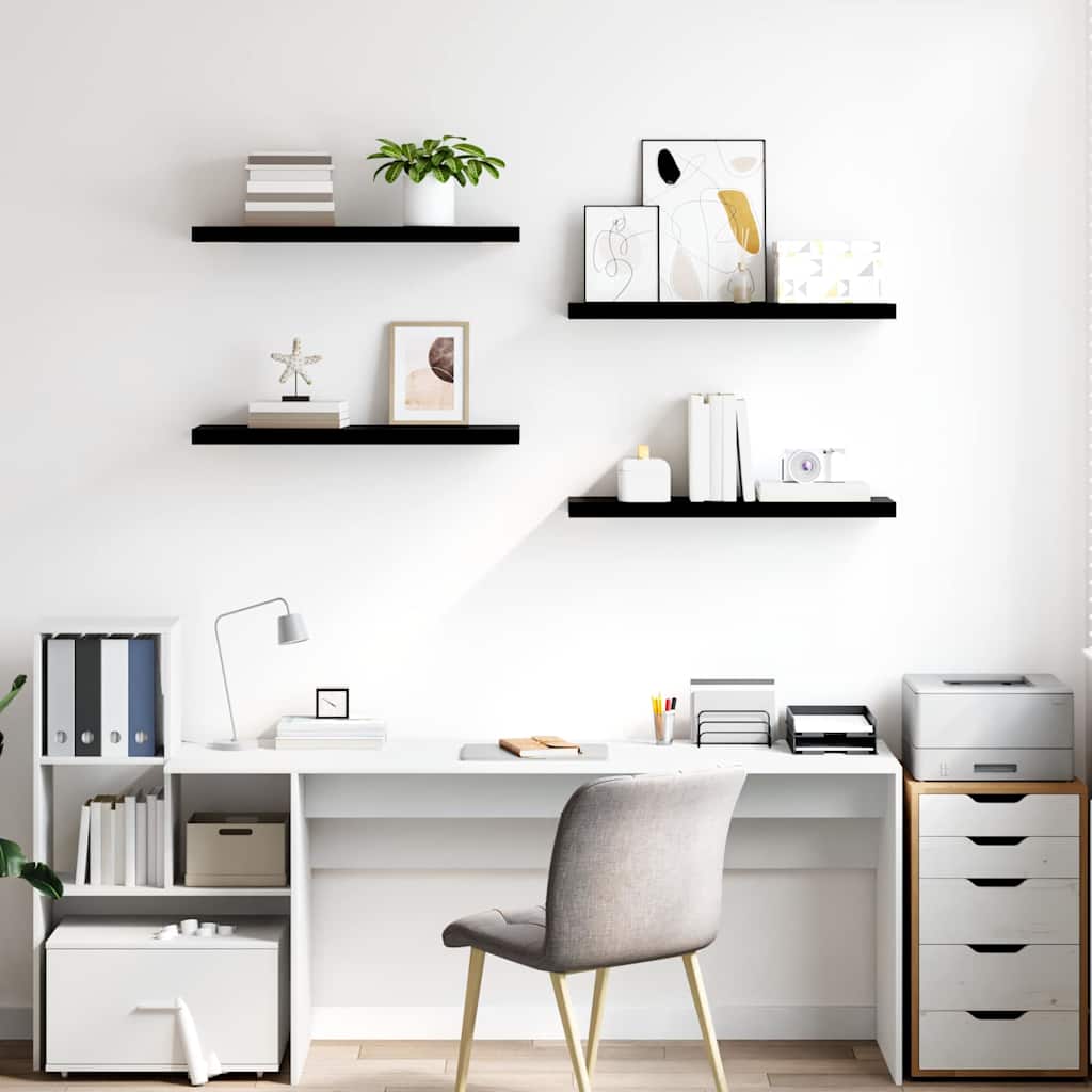 Piekaramie plaukti, 4 gab., melni, 80x23,5x3,8cm, MDF