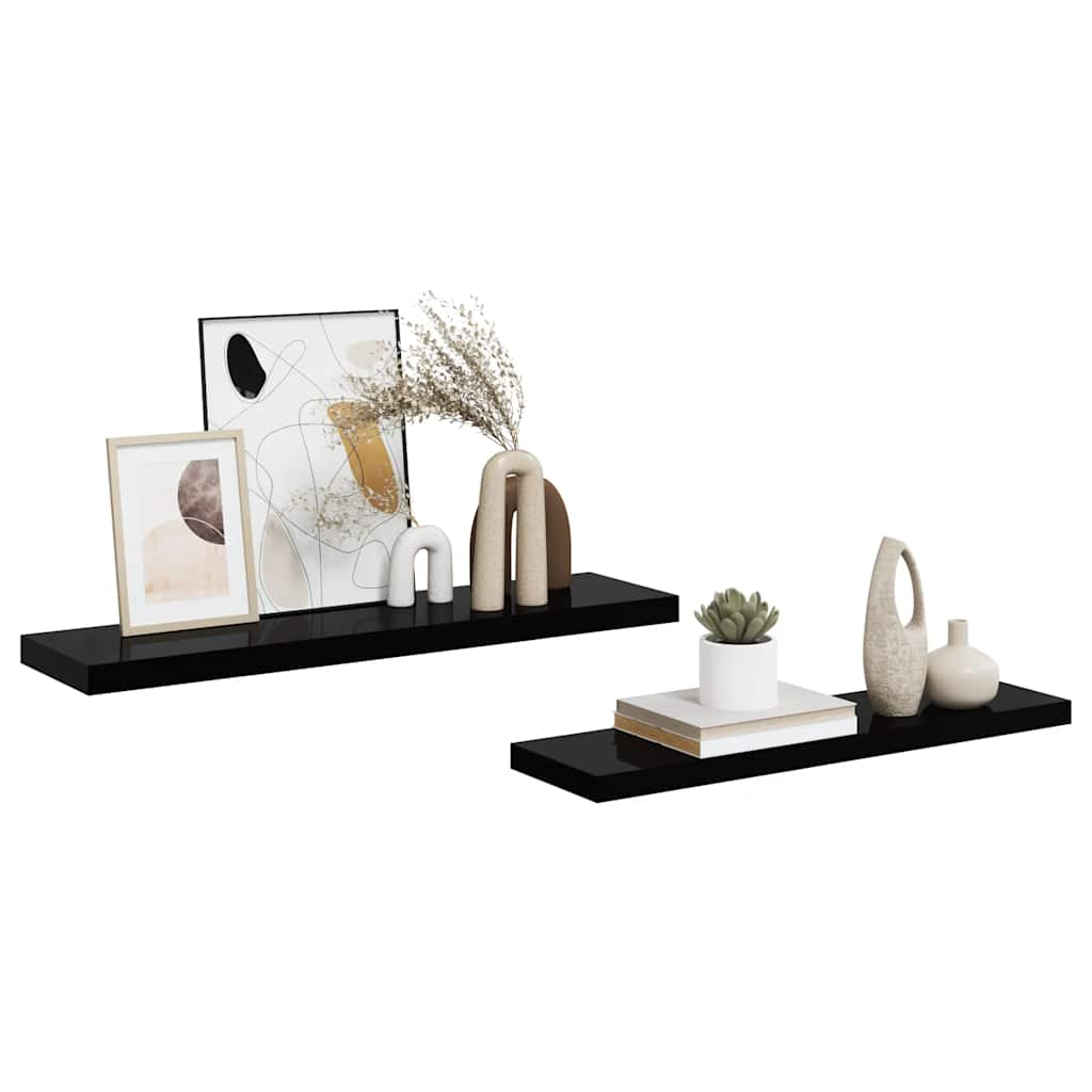 Piekaramie plaukti, 2 gab., melni, 90x23,5x3,8cm, MDF