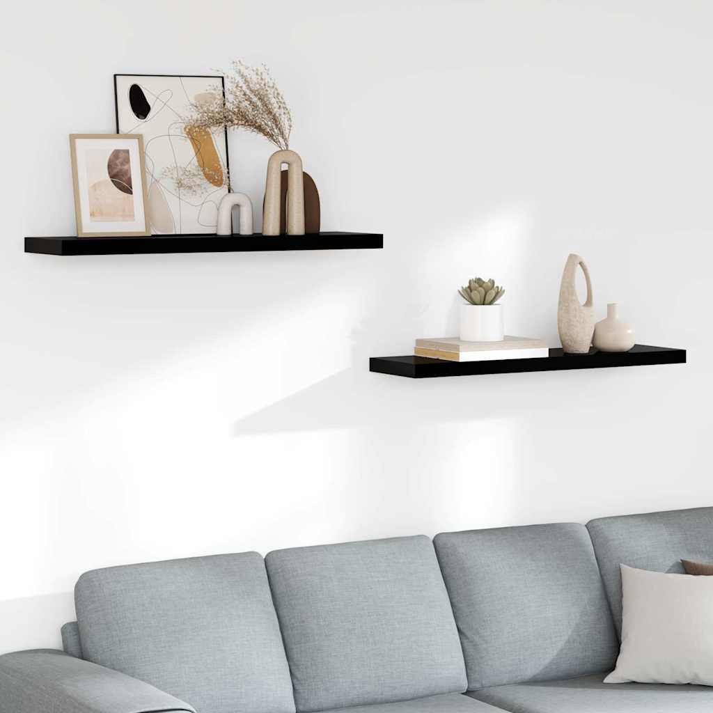 Piekaramie plaukti, 2 gab., melni, 90x23,5x3,8cm, MDF
