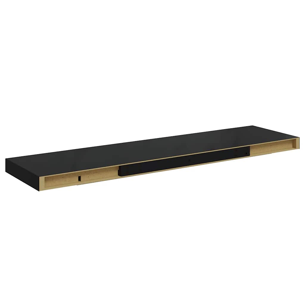 Wall shelves, 4 pcs, black, 90x23.5x3.8cm, MDF