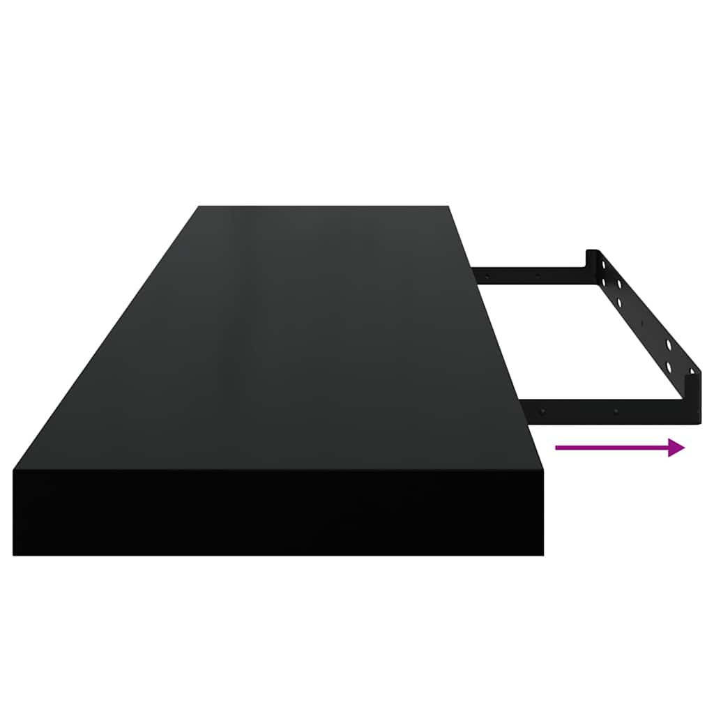 Wall shelves, 4 pcs, black, 90x23.5x3.8cm, MDF