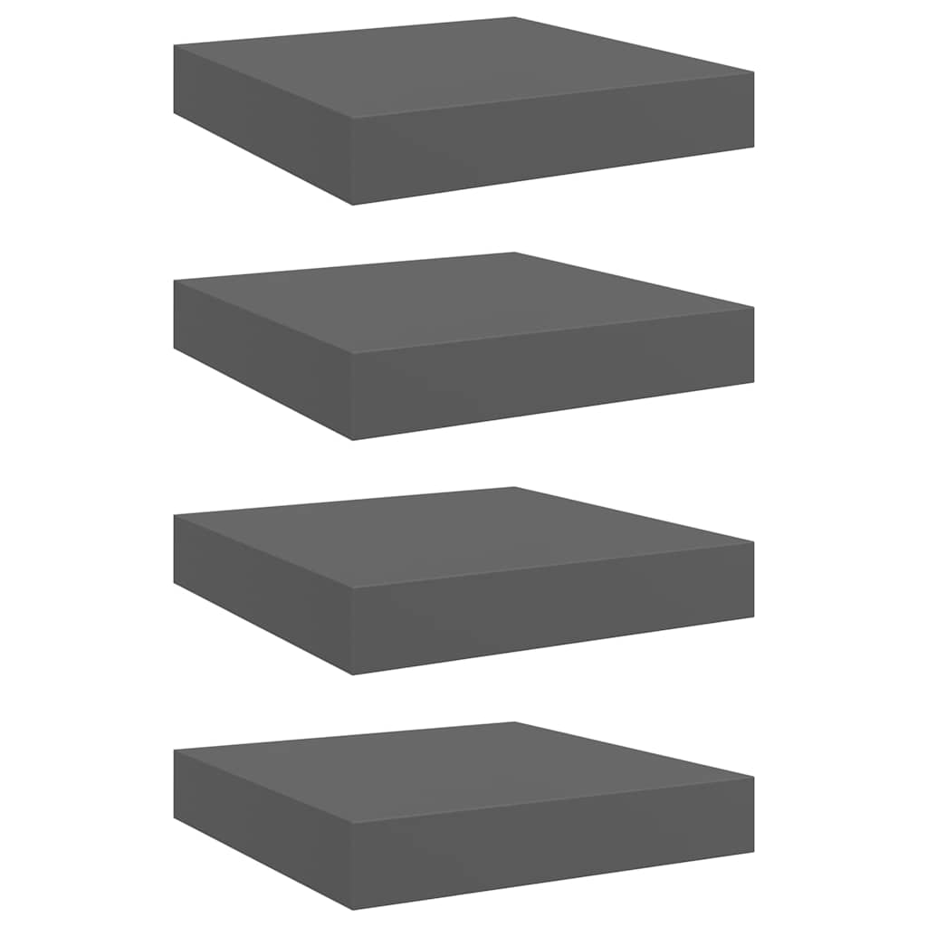 Piekaramie plaukti, 4 gab., pelēki, 23x23,5x3,8cm, MDF