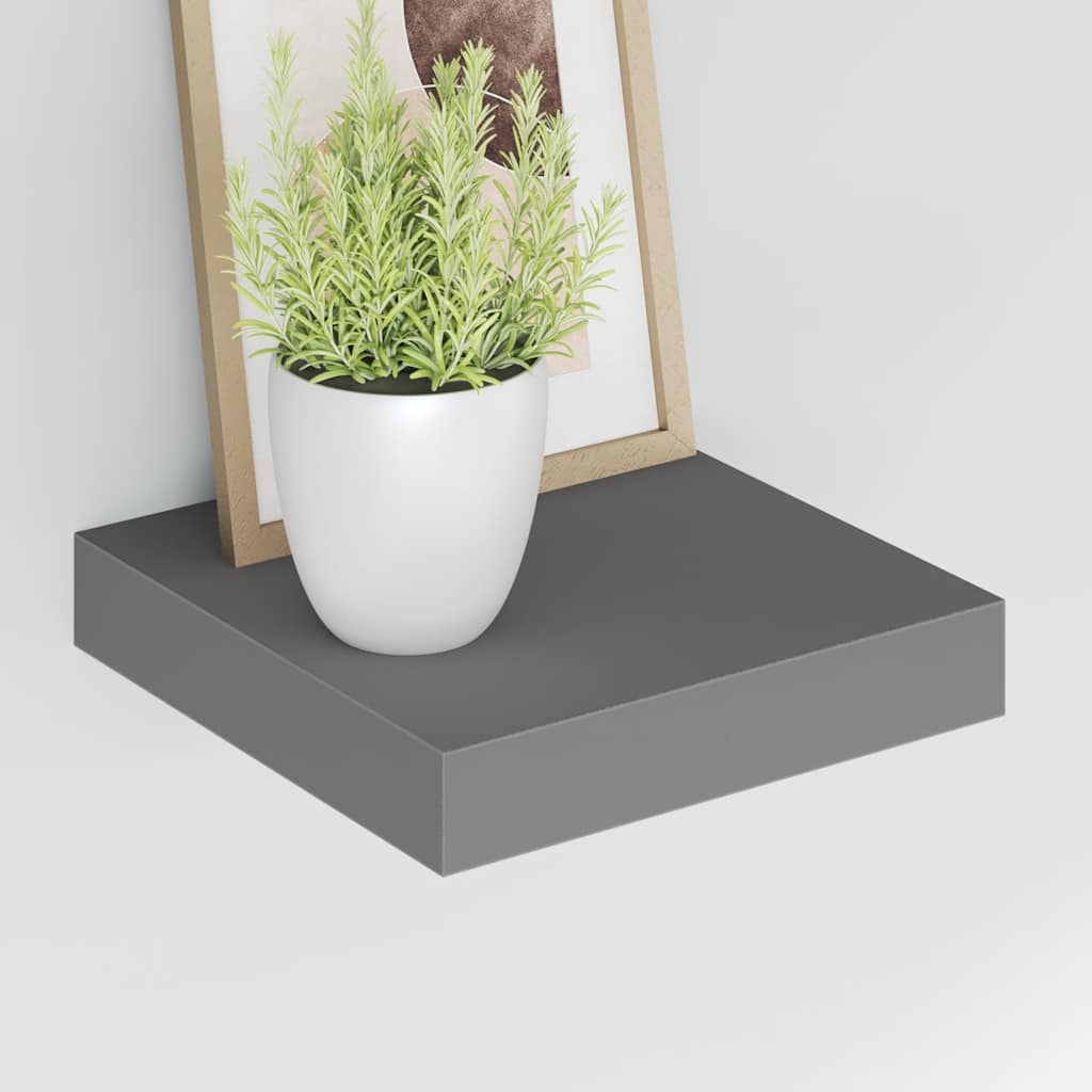 Floating shelves, 4 pcs., grey, 23x23.5x3.8cm, MDF