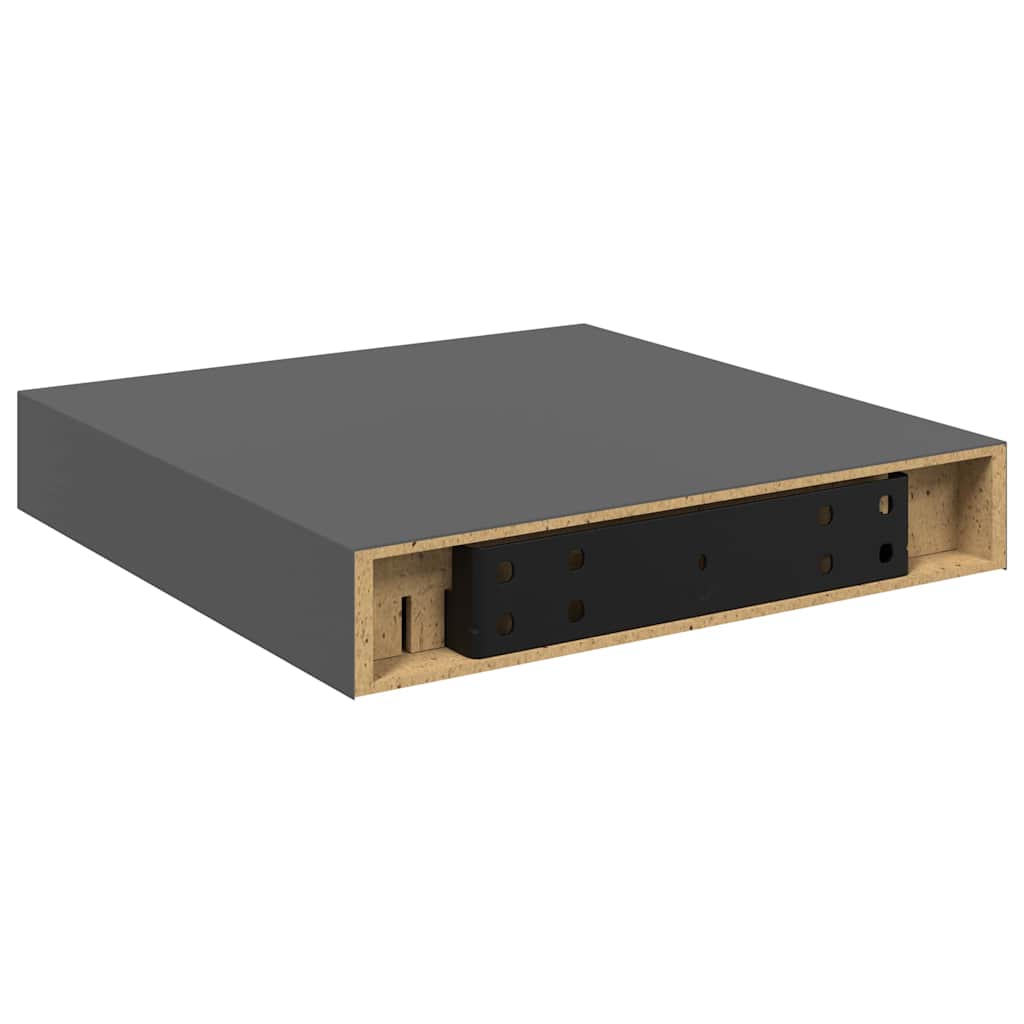 Floating shelves, 4 pcs., grey, 23x23.5x3.8cm, MDF