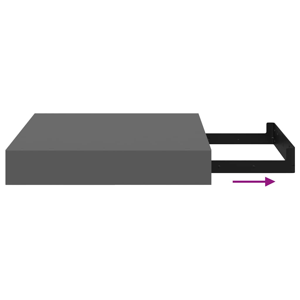 Floating shelves, 4 pcs., grey, 23x23.5x3.8cm, MDF