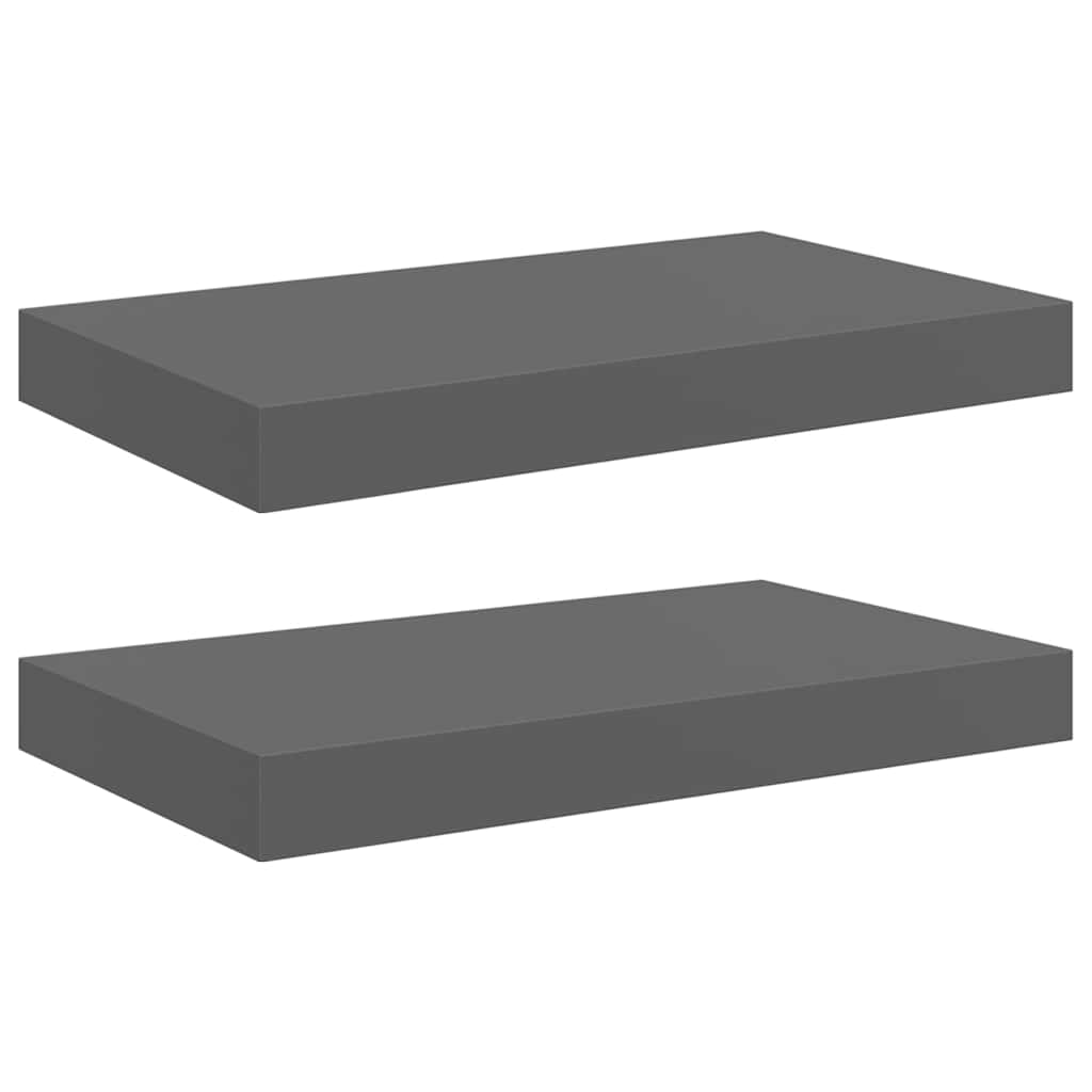 Pakabinamos sieninės lentynos, 2vnt., pilkos, 40x23,5x3,8cm, MDF