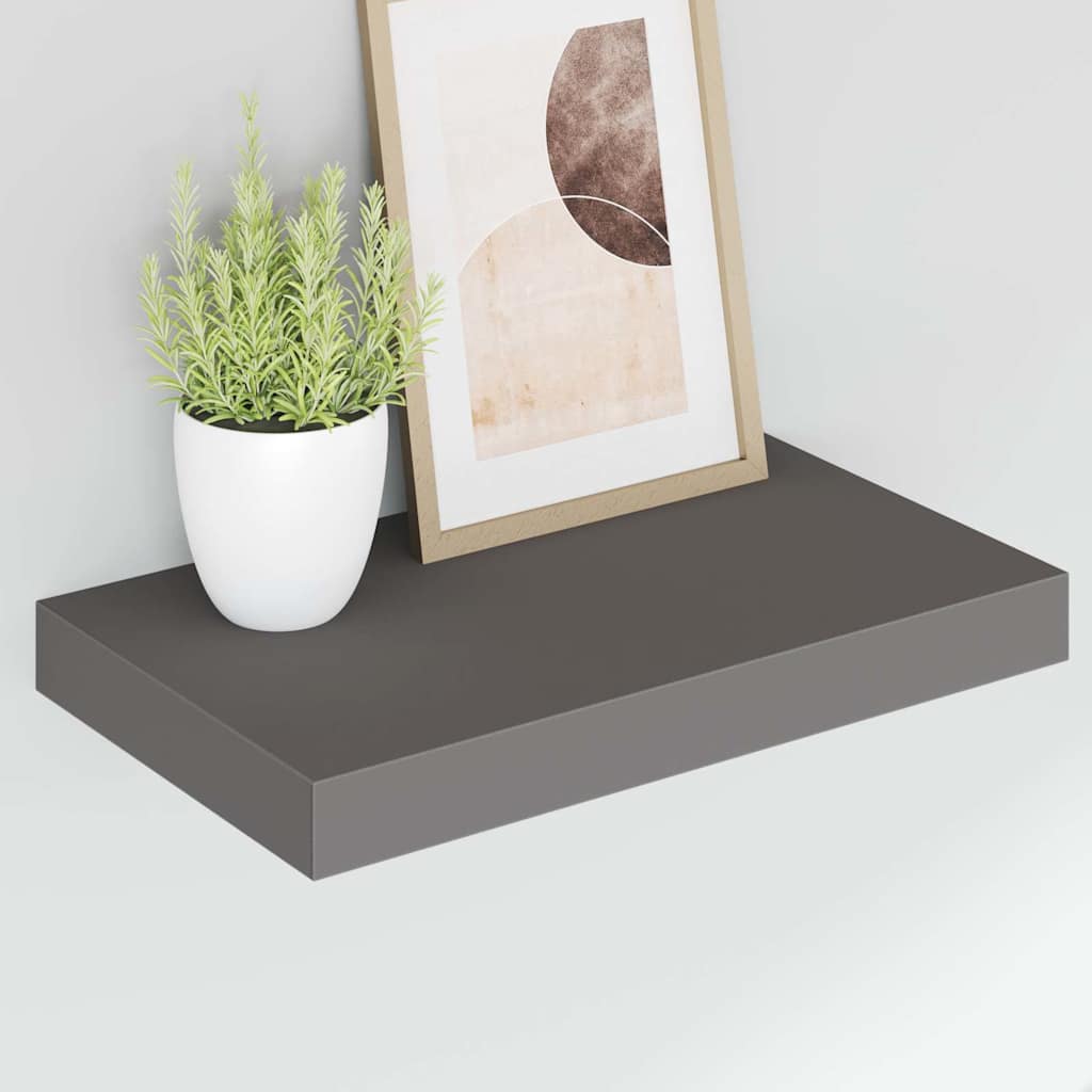 Pakabinamos sieninės lentynos, 2vnt., pilkos, 40x23,5x3,8cm, MDF