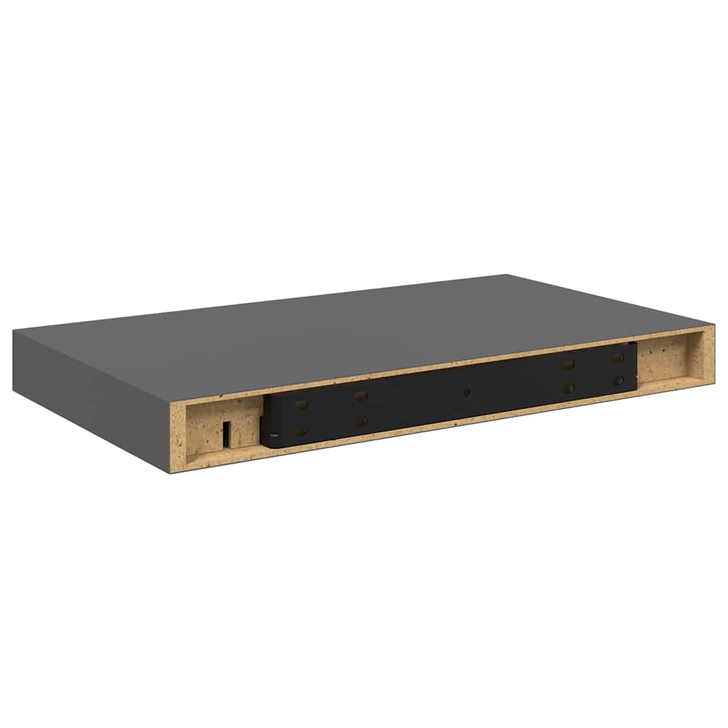 Piekaramie sienas plaukti, 4 gab., pelēki, 40x23x3,8 cm, MDF