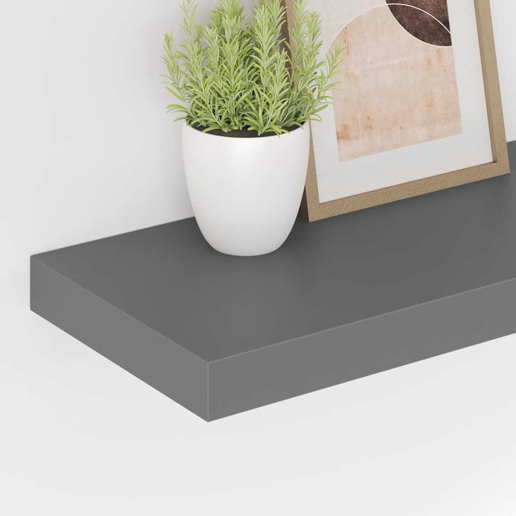 Piekaramie sienas plaukti, 2 gab., pelēki, 50x23x3,8 cm, MDF