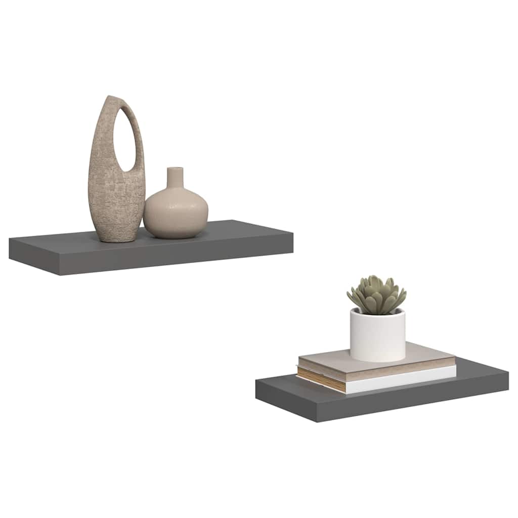Piekaramie sienas plaukti, 2 gab., pelēki, 50x23x3,8 cm, MDF