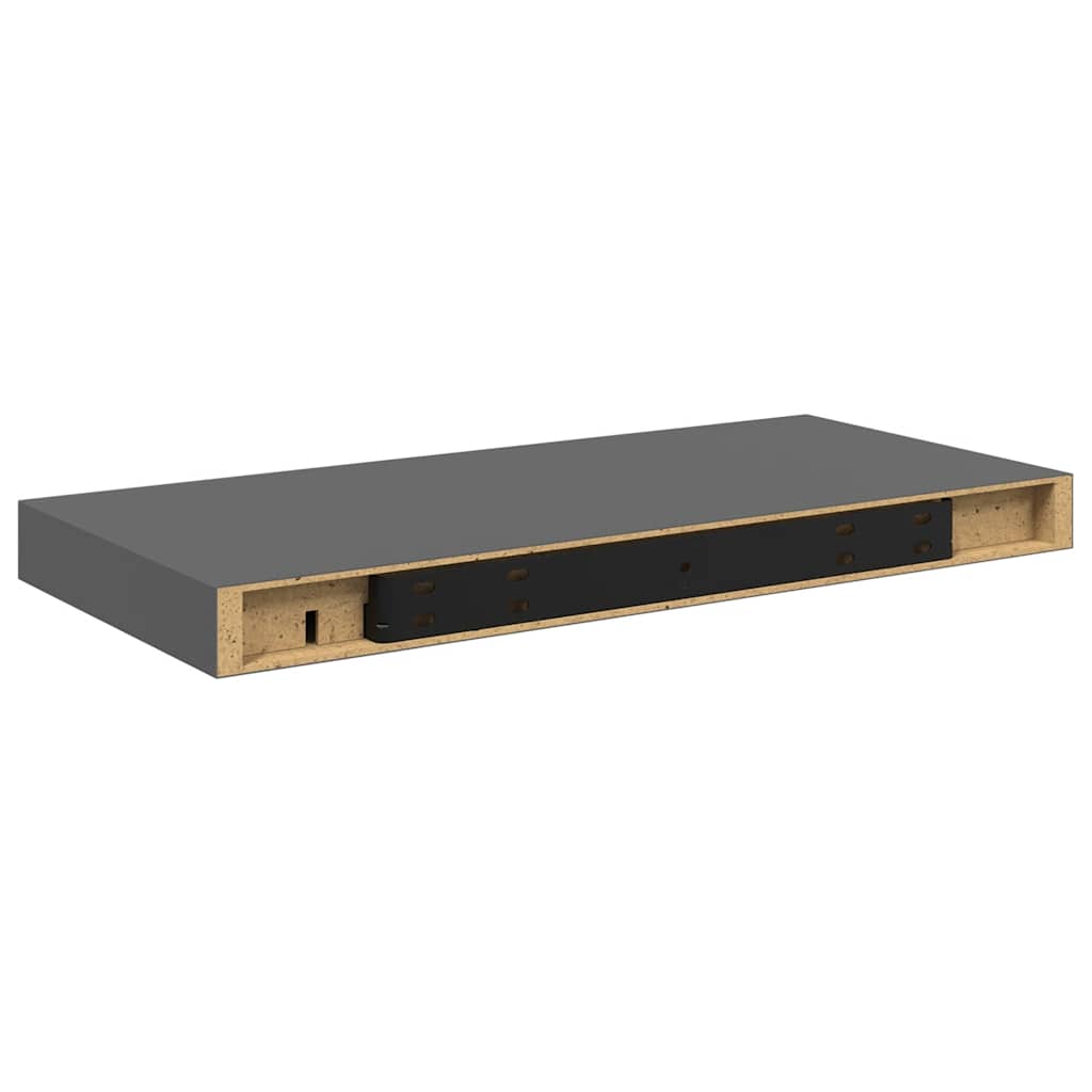 Piekaramie sienas plaukti, 4 gab., pelēki, 50x23x3,8cm, MDF