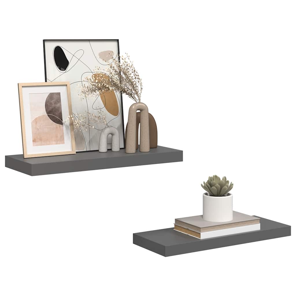 Piekaramie plaukti, 2 gab., pelēki, 60x23,5x3,8cm, MDF