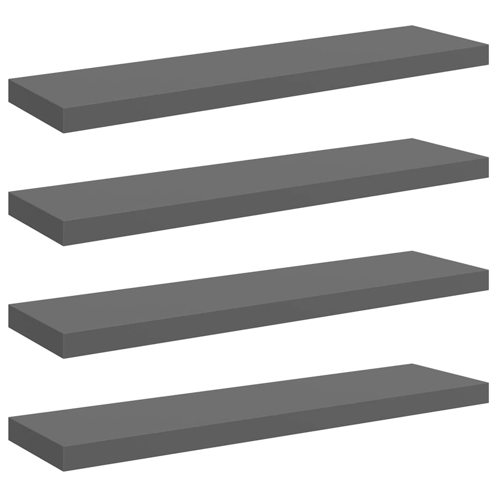 Piekaramie plaukti, 4 gab., pelēki, 90x23,5x3,8cm, MDF