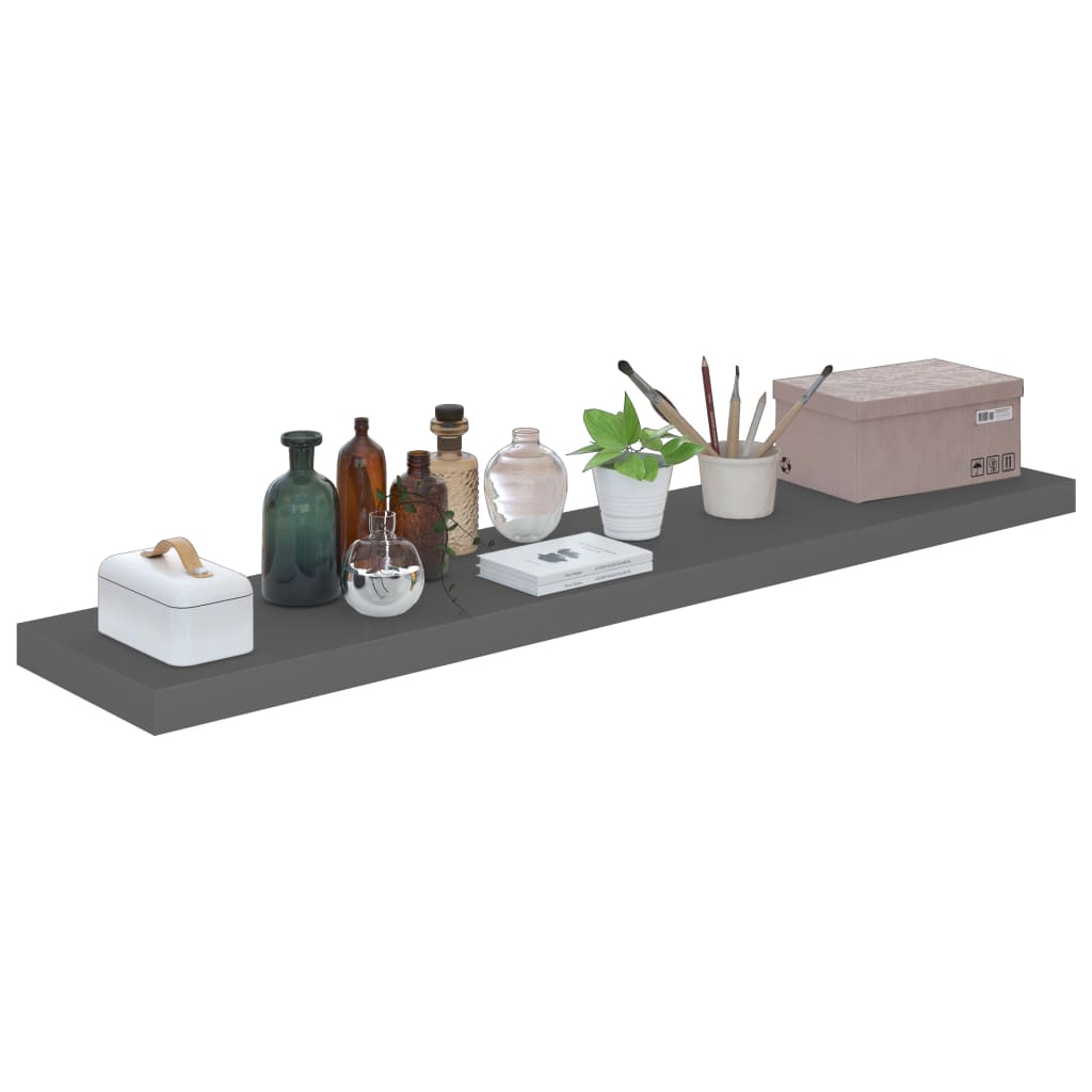 Wall shelves, 4 pcs., grey, 120x23.5x3.8cm, MDF