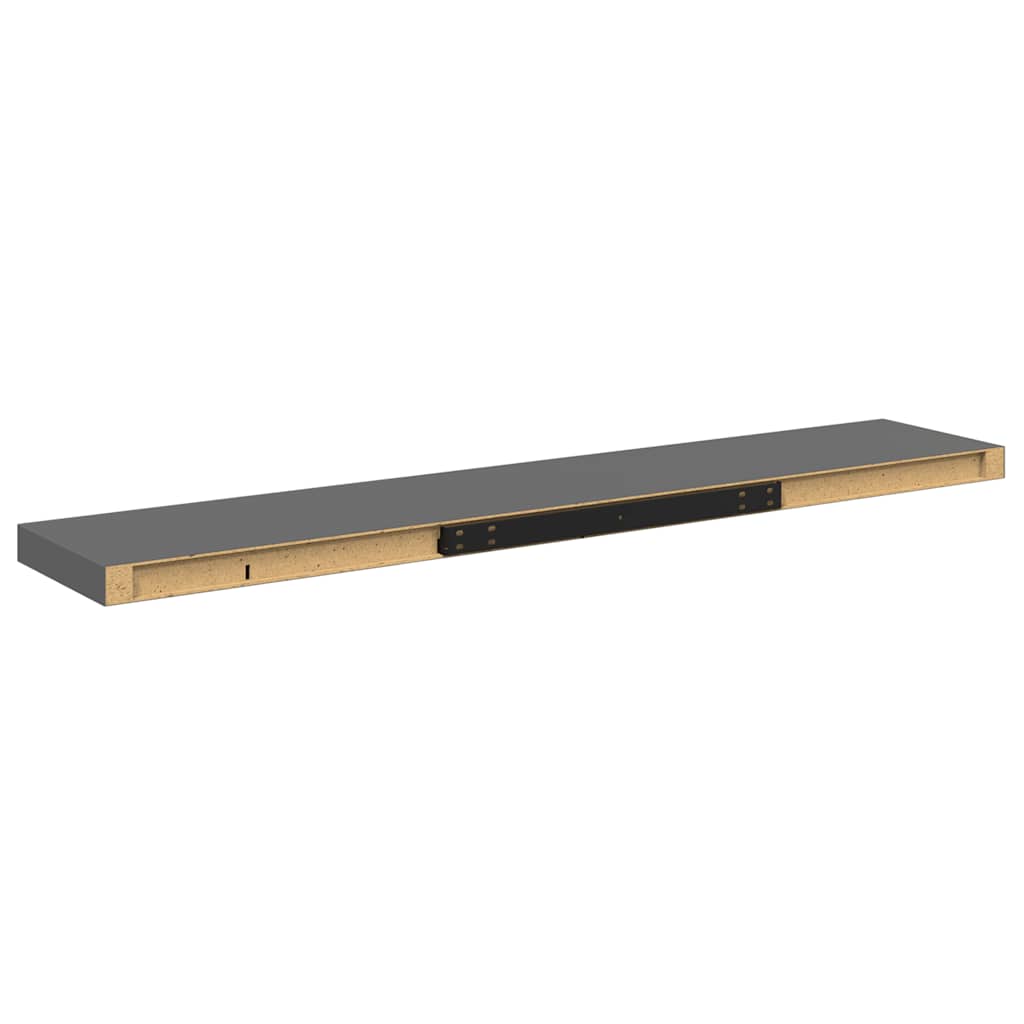 Wall shelves, 4 pcs., grey, 120x23.5x3.8cm, MDF