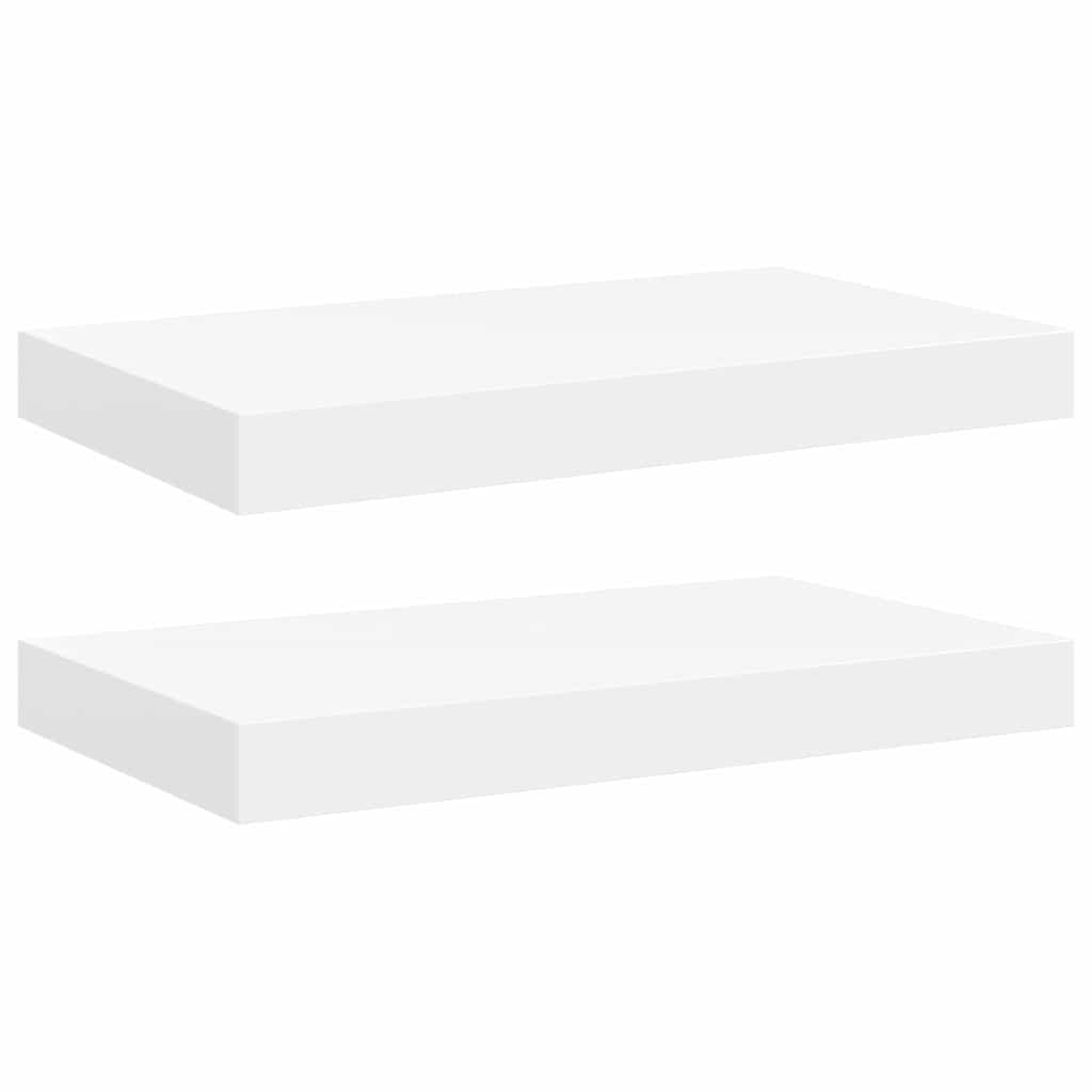 Pakabinamos sieninės lentynos, 2vnt., baltos, 40x23,5x3,8cm, MDF