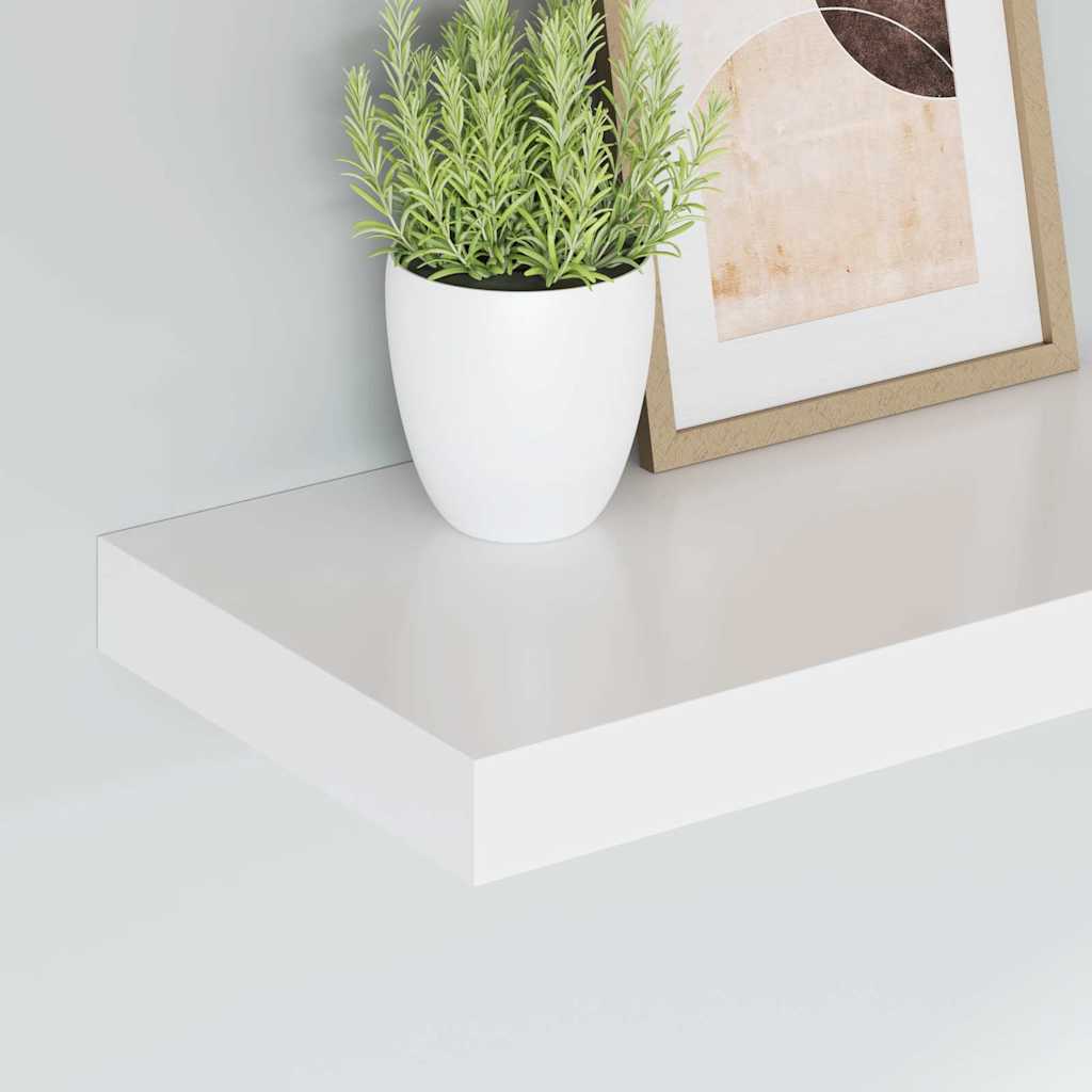 Pakabinamos sieninės lentynos, 2vnt., baltos, 40x23,5x3,8cm, MDF