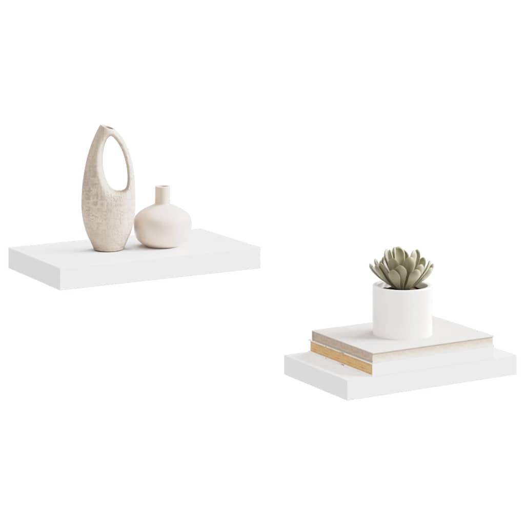 Pakabinamos sieninės lentynos, 2vnt., baltos, 40x23,5x3,8cm, MDF