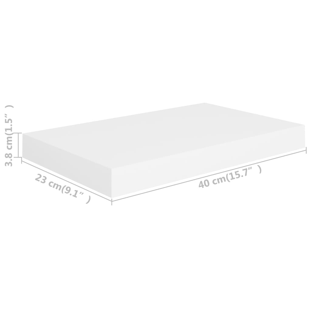 Piekaramie sienas plaukti, 2 gab., balti, 40x23x3,8 cm, MDF