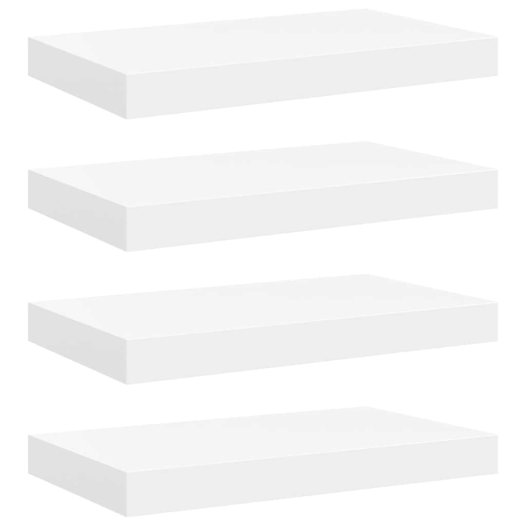 Piekaramie sienas plaukti, 4 gab., balti, 40x23x3,8 cm, MDF