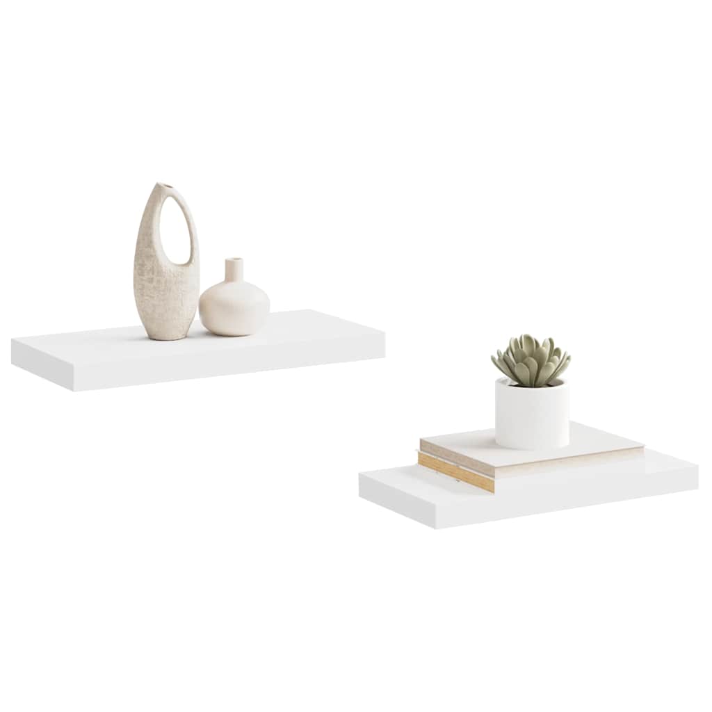Piekaramie sienas plaukti, 2 gab., balti, 50x23x3,8 cm, MDF