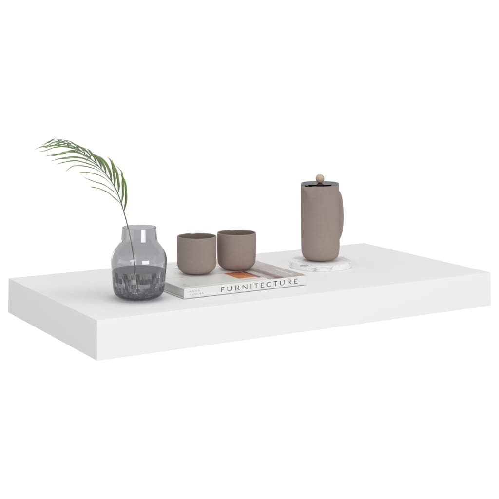 Piekaramie sienas plaukti, 2 gab., balti, 50x23x3,8 cm, MDF