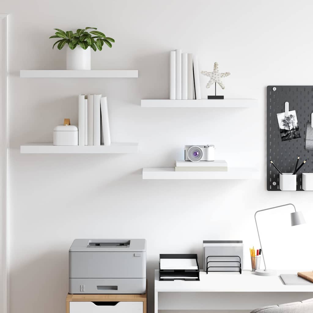 Wall shelves, 4 pcs., white, 60x23.5x3.8cm, MDF
