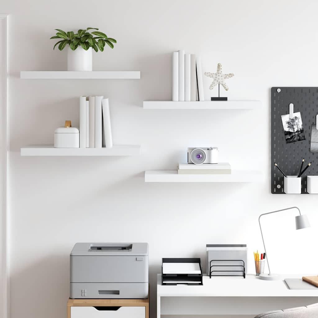 Wall shelves, 4 pcs., white, 60x23.5x3.8cm, MDF
