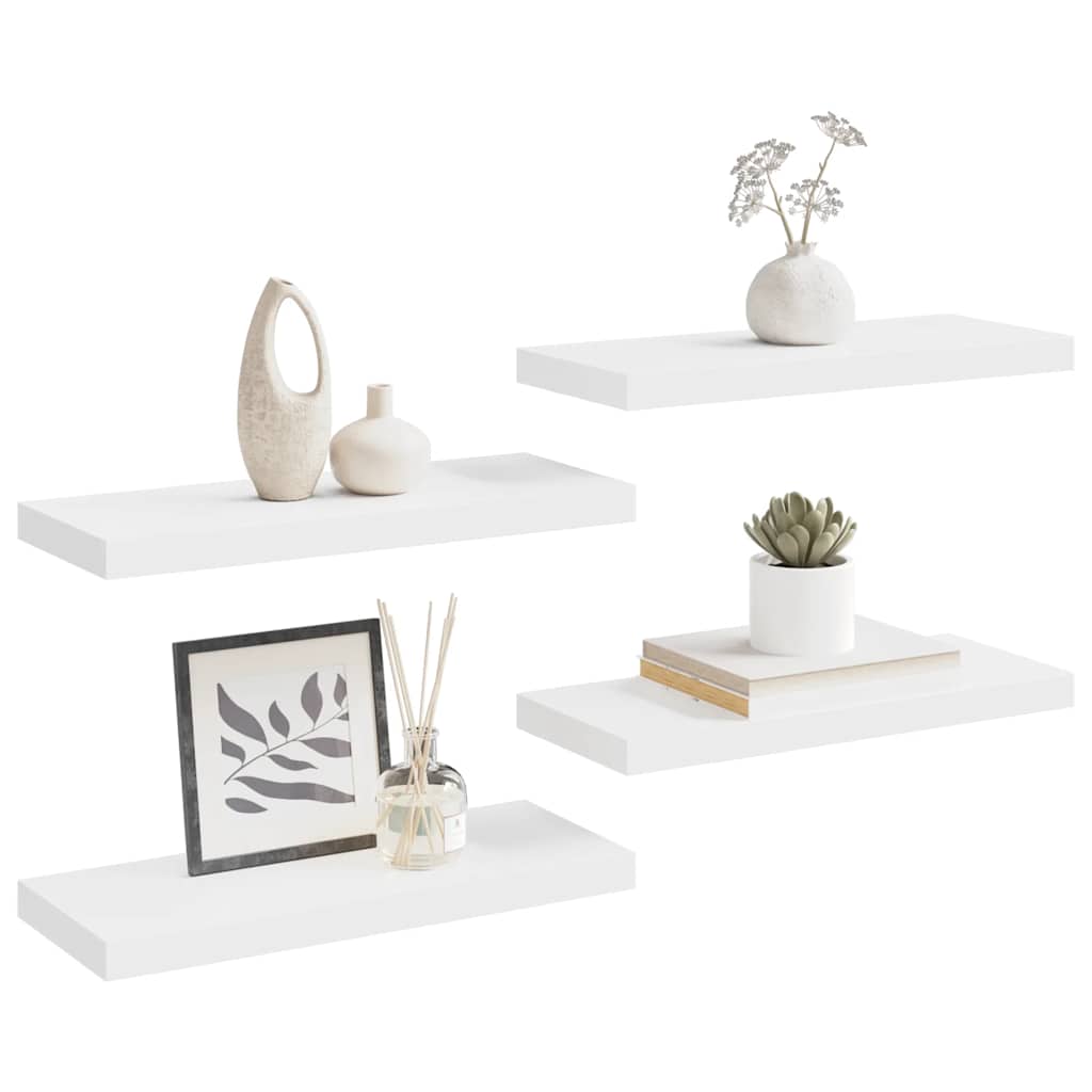 Wall shelves, 4 pcs., white, 60x23.5x3.8cm, MDF
