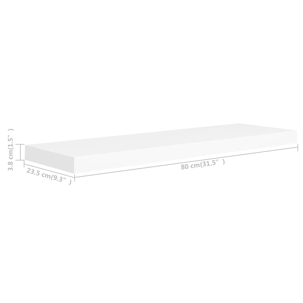 Piekaramie plaukti, 4 gab., balti, 80x23,5x3,8 cm, MDF