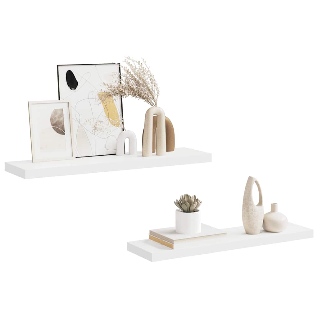 Pakabinamos lentynos, 2vnt., baltos, 90x23,5x3,8cm, MDF