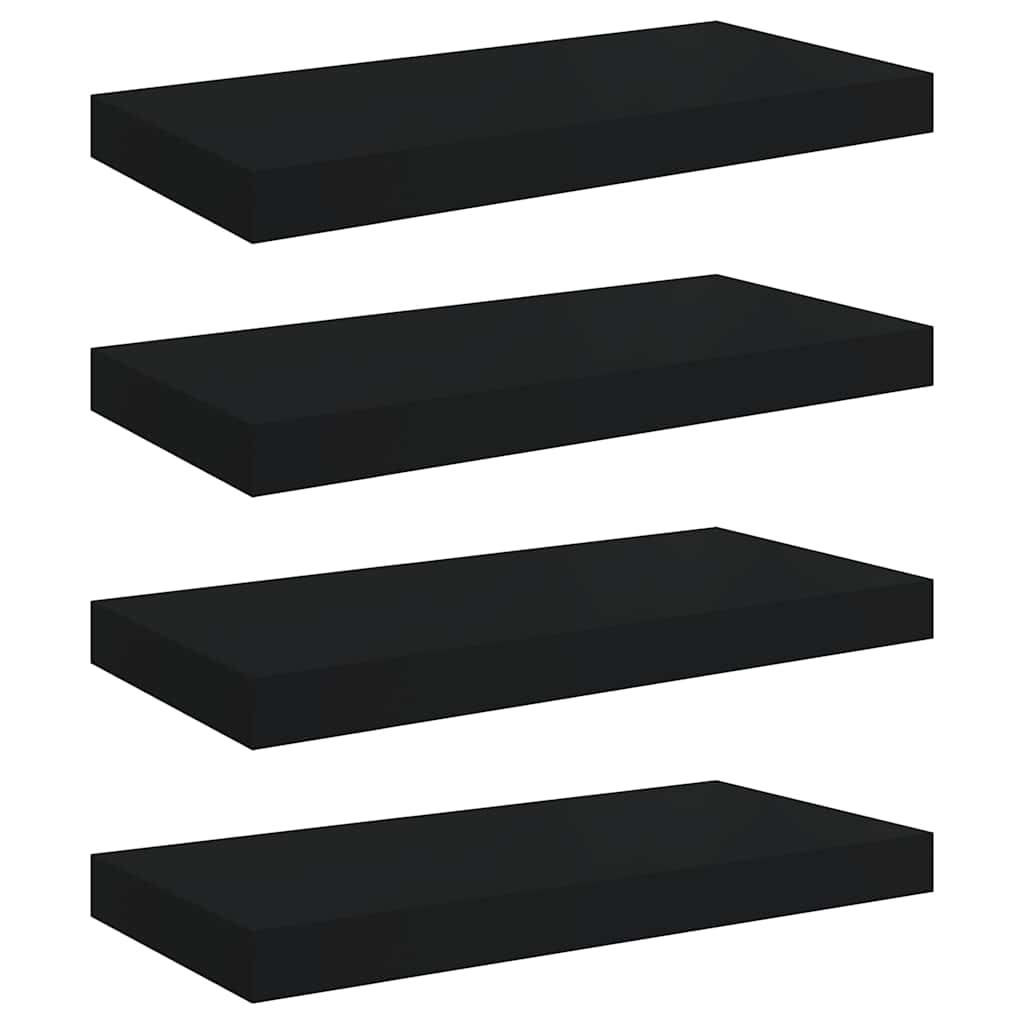 Piekaramie sienas plaukti, 4 gab., melni, 50x23x3,8 cm, MDF