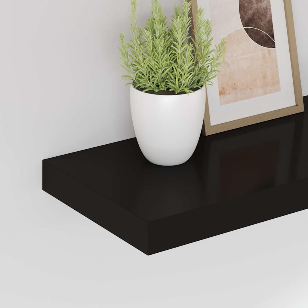 Piekaramie sienas plaukti, 4 gab., melni, 50x23x3,8 cm, MDF