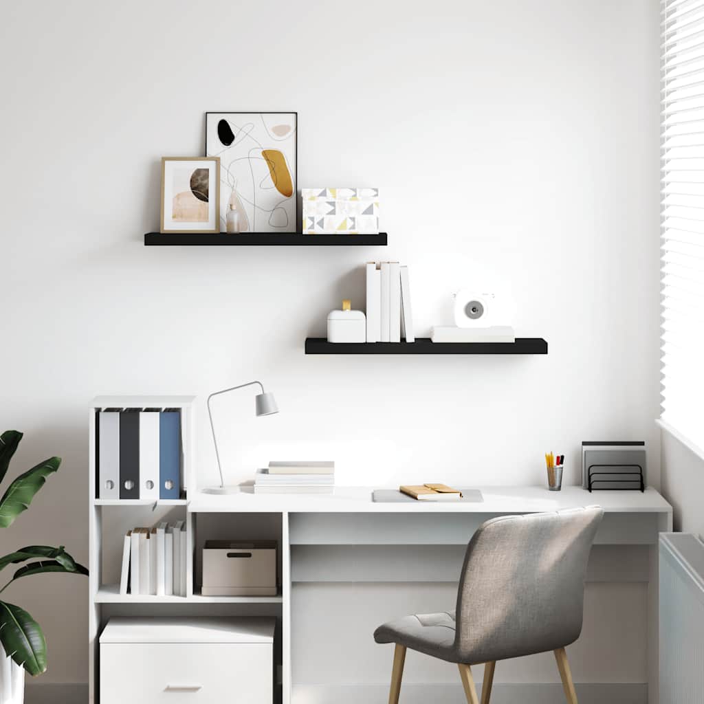 Wall shelves, 2 pcs., black, 80x23.5x3.8cm, MDF
