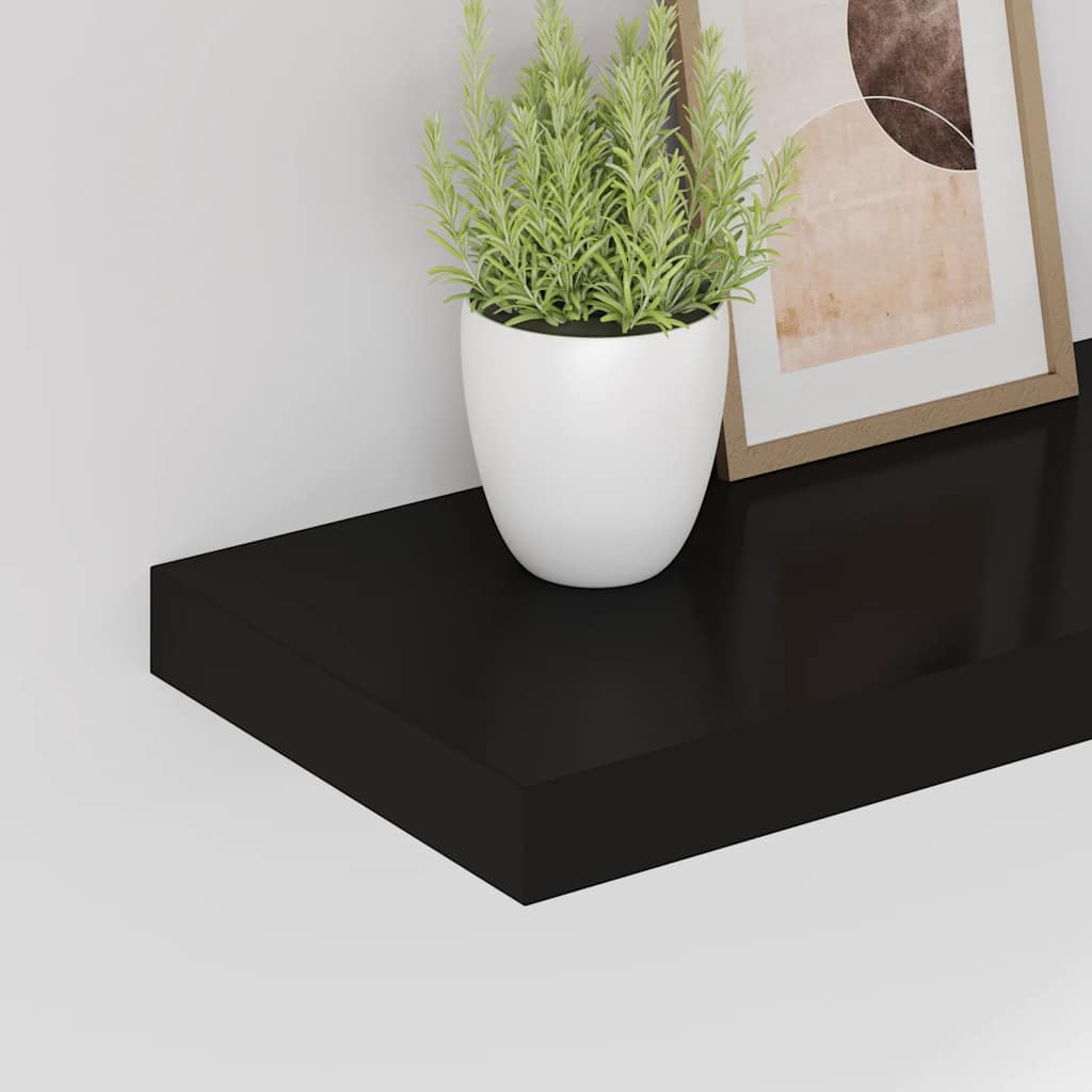 Wall shelves, 2 pcs., black, 80x23.5x3.8cm, MDF