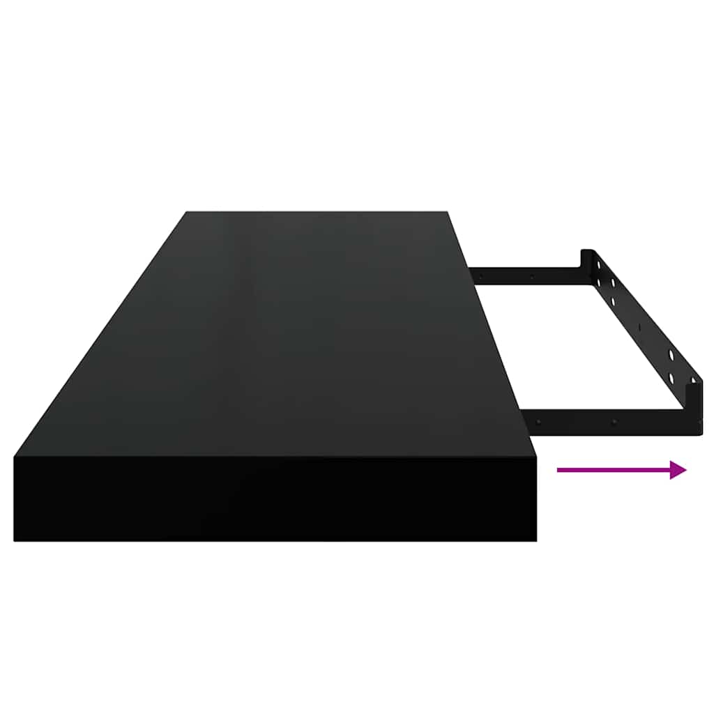 Wall shelves, 2 pcs., black, 80x23.5x3.8cm, MDF