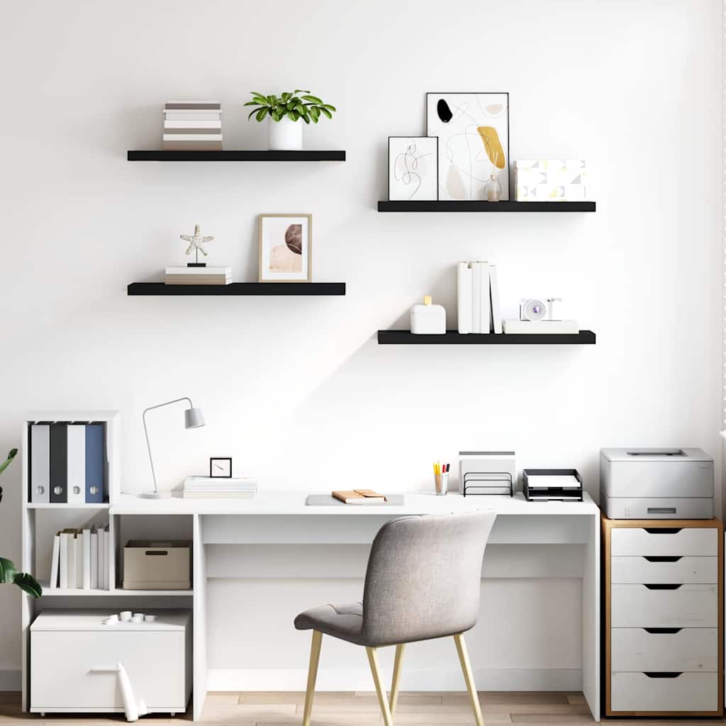 Piekaramie plaukti, 4 gab., melni, 80x23,5x3,8cm, MDF
