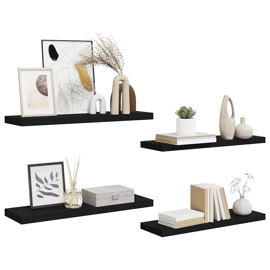 Piekaramie plaukti, 4 gab., melni, 80x23,5x3,8cm, MDF