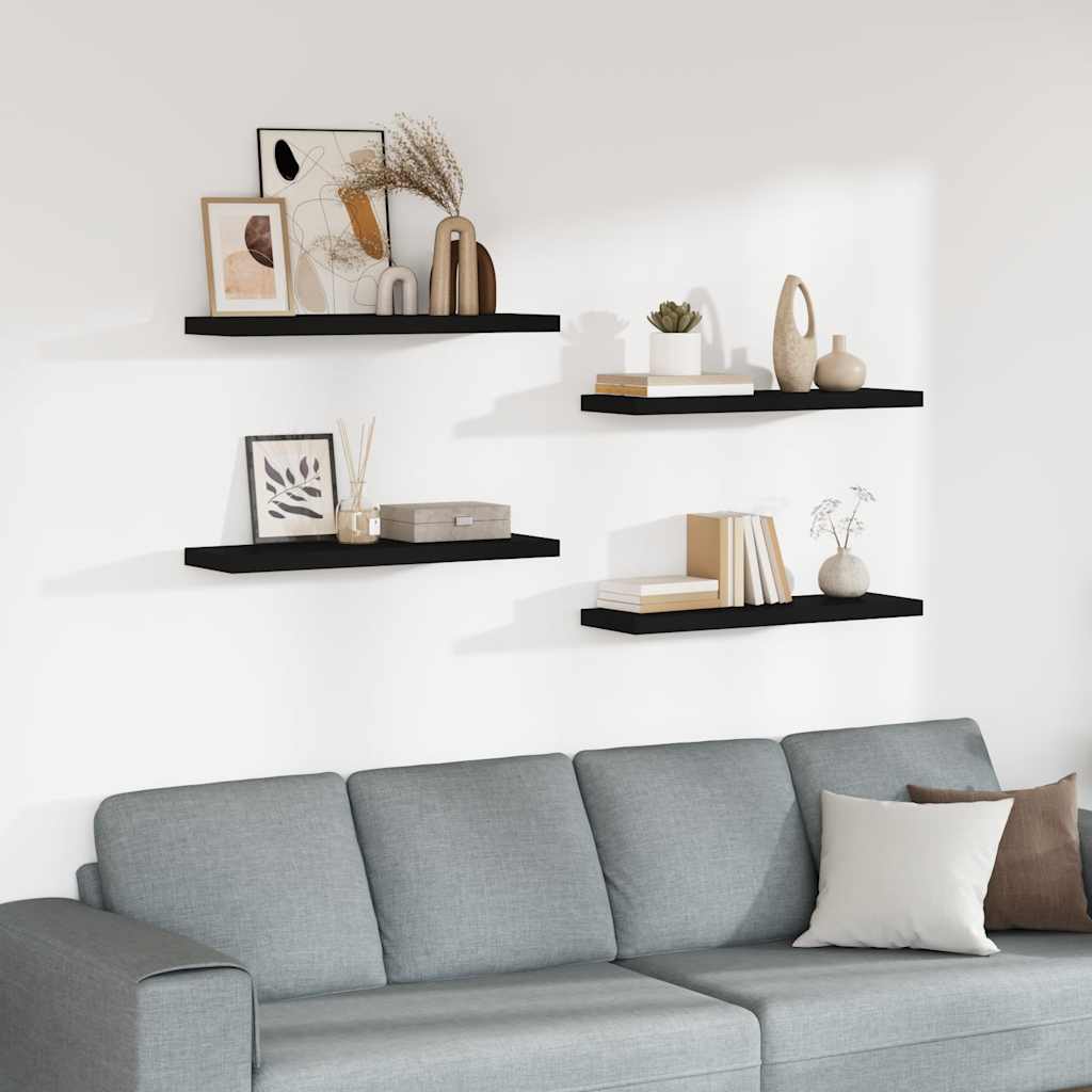 Piekaramie plaukti, 4 gab., melni, 80x23,5x3,8cm, MDF