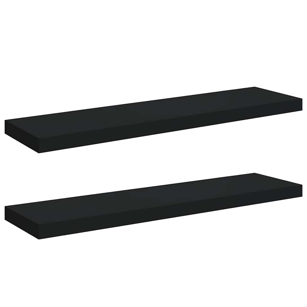 Pakabinamos lentynos, 2vnt., juodos, 90x23,5x3,8cm, MDF
