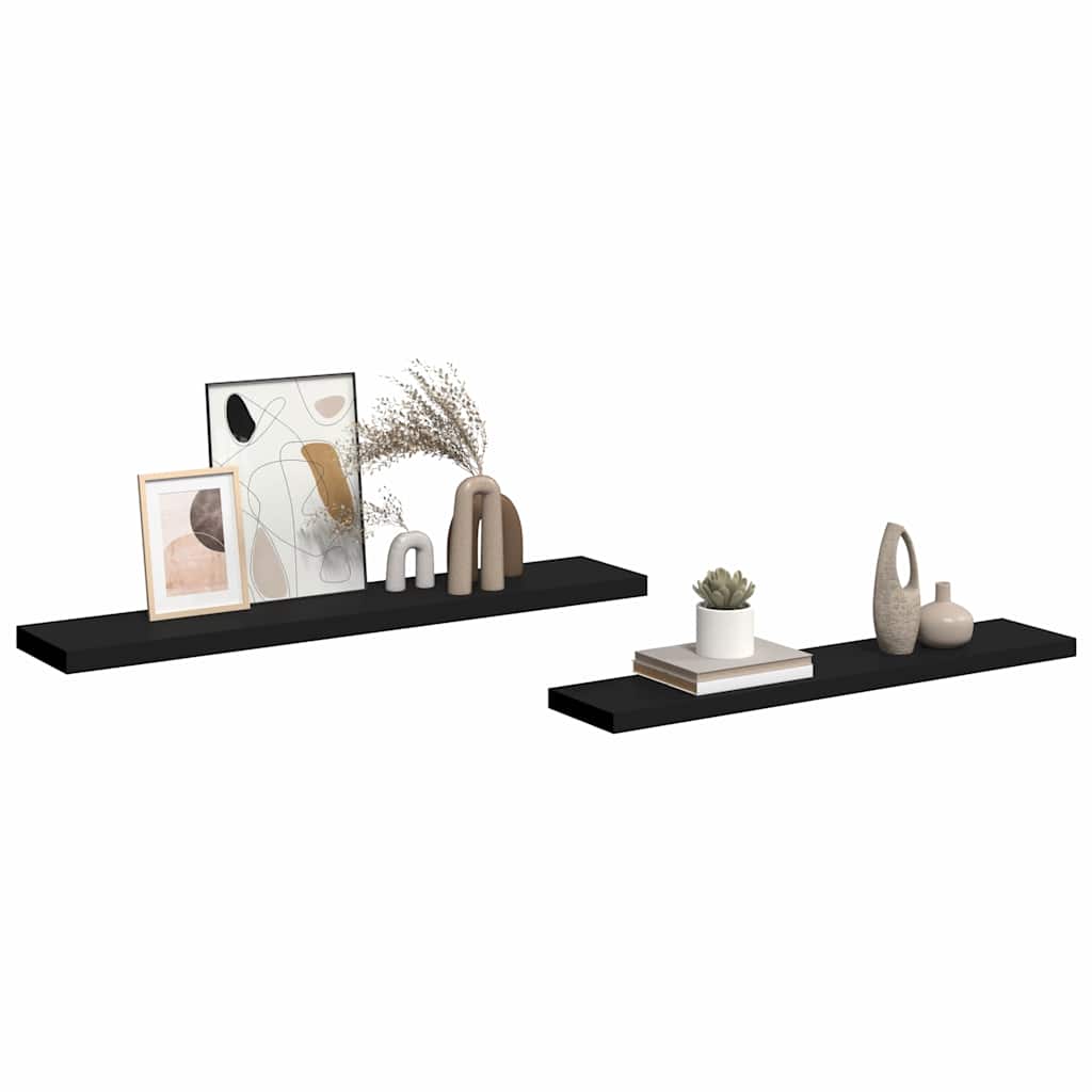 Piekārtoti plaukti, 2 gab., melni, 120x23,5x3,8 cm, MDF