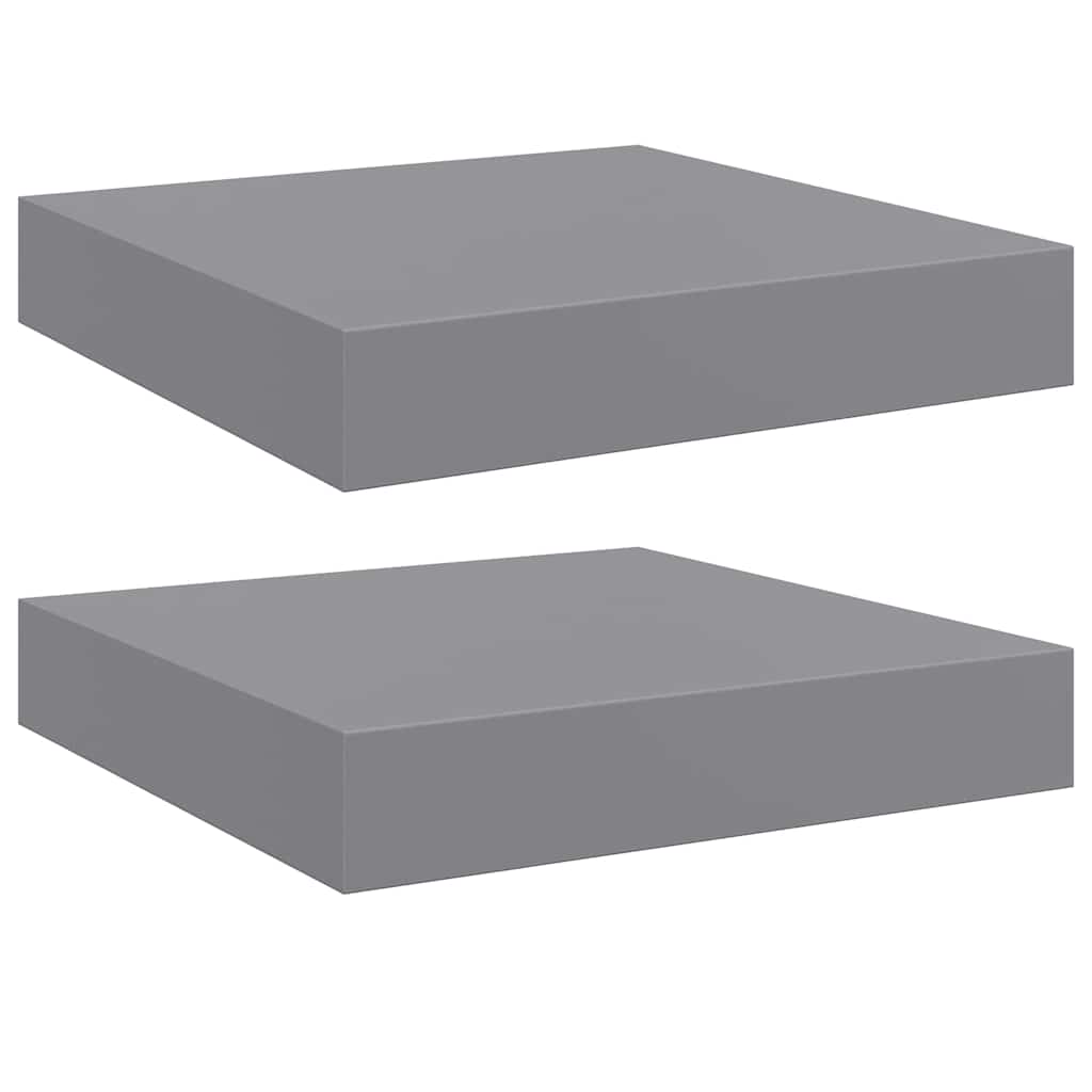 Pakabinamos lentynos, 2vnt., pilkos, 23x23,5x3,8cm, MDF