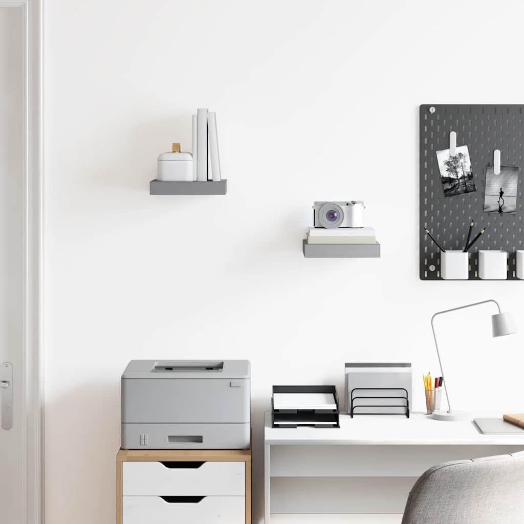 Wall shelves, 2 pcs, grey, 23x23.5x3.8cm, MDF