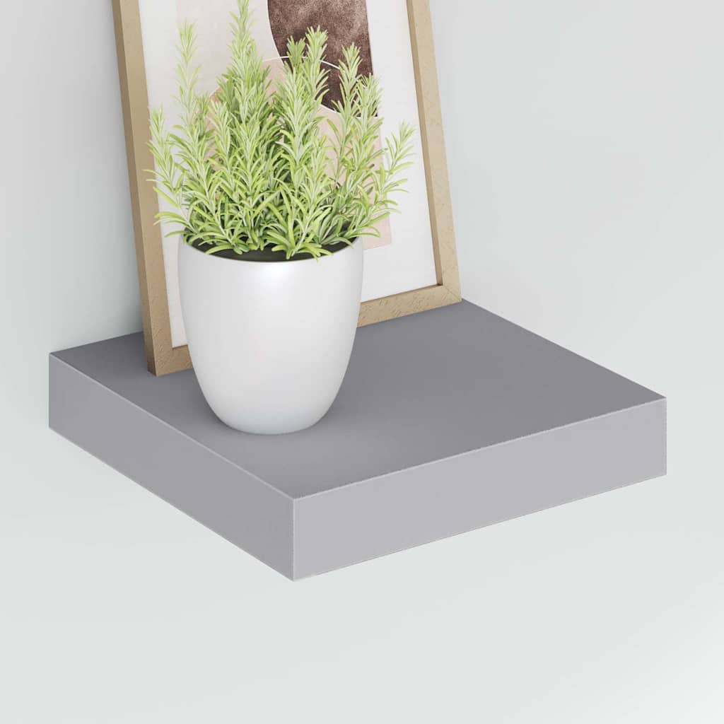 Pakabinamos lentynos, 2vnt., pilkos, 23x23,5x3,8cm, MDF