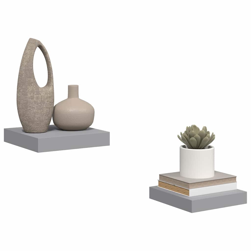 Pakabinamos lentynos, 2vnt., pilkos, 23x23,5x3,8cm, MDF
